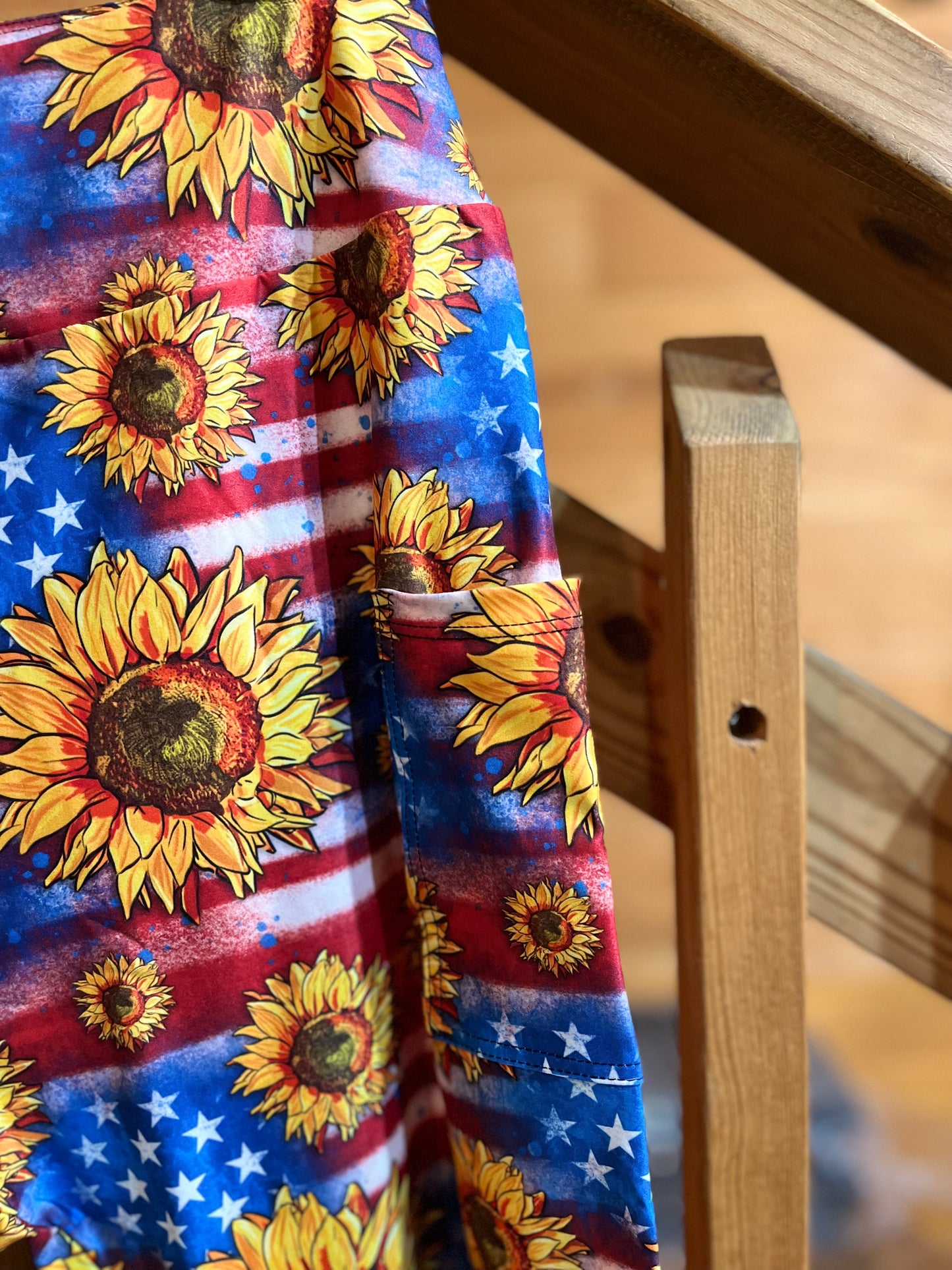 Sunflower with Flag Capri Leggings