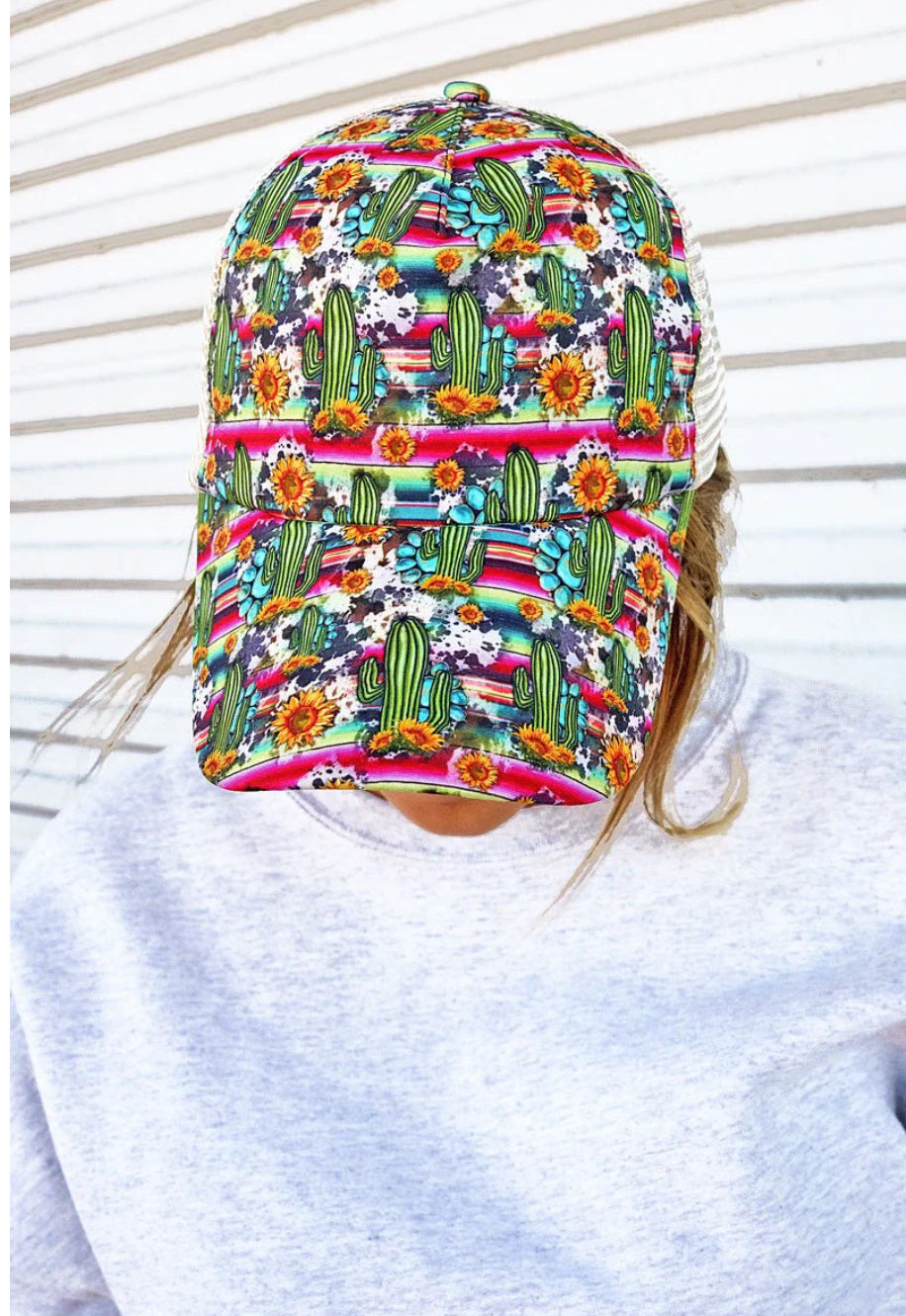 Cactus Horizon Mesh Ponytail Cap