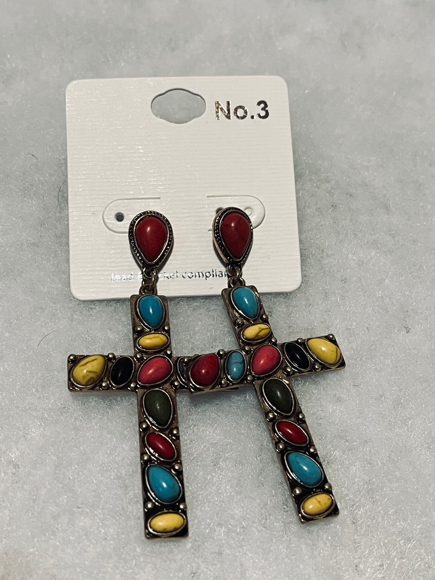 Multi-Color Cross Earrings