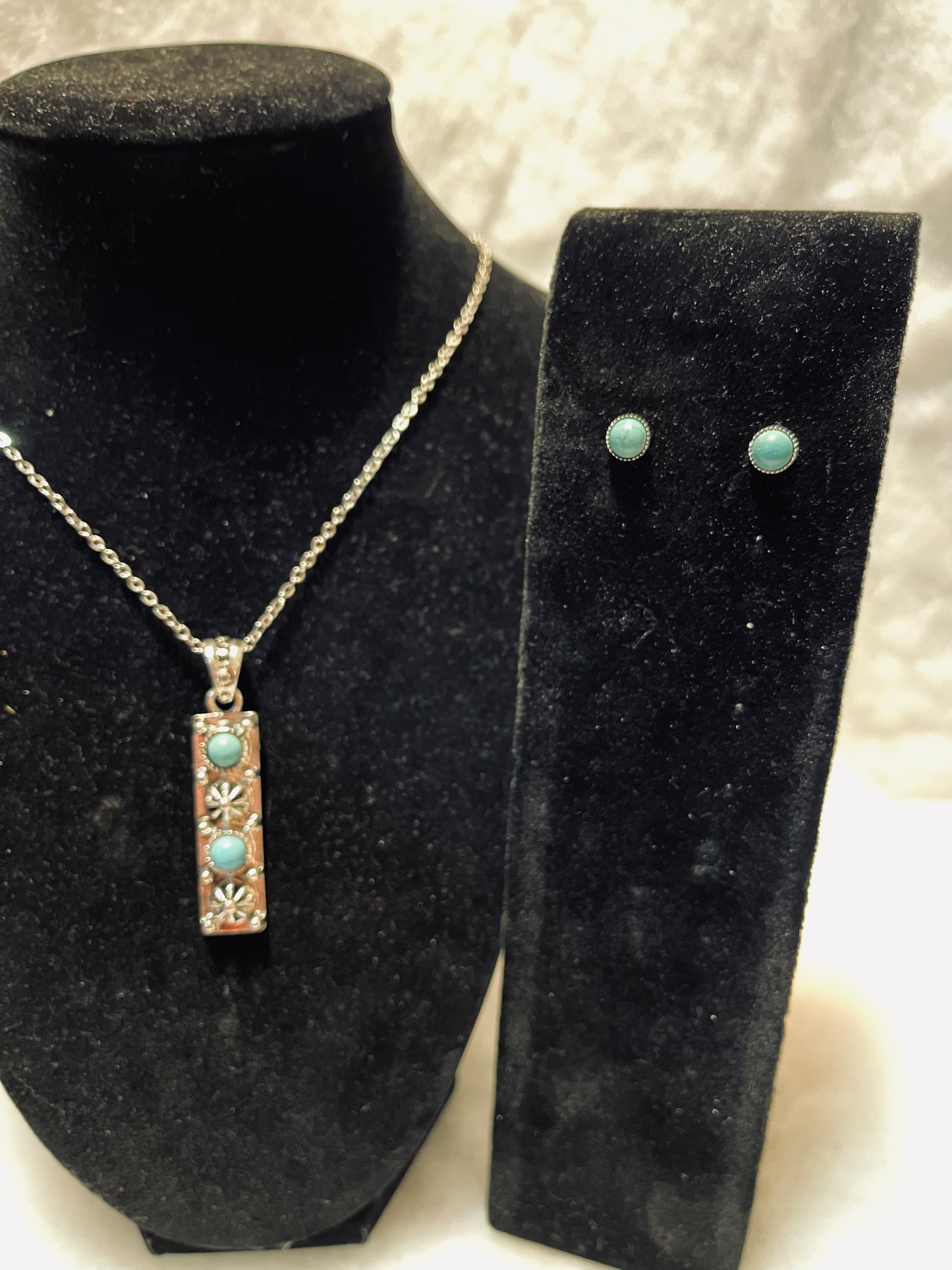 Turquoise Bar Necklace and Earring Set