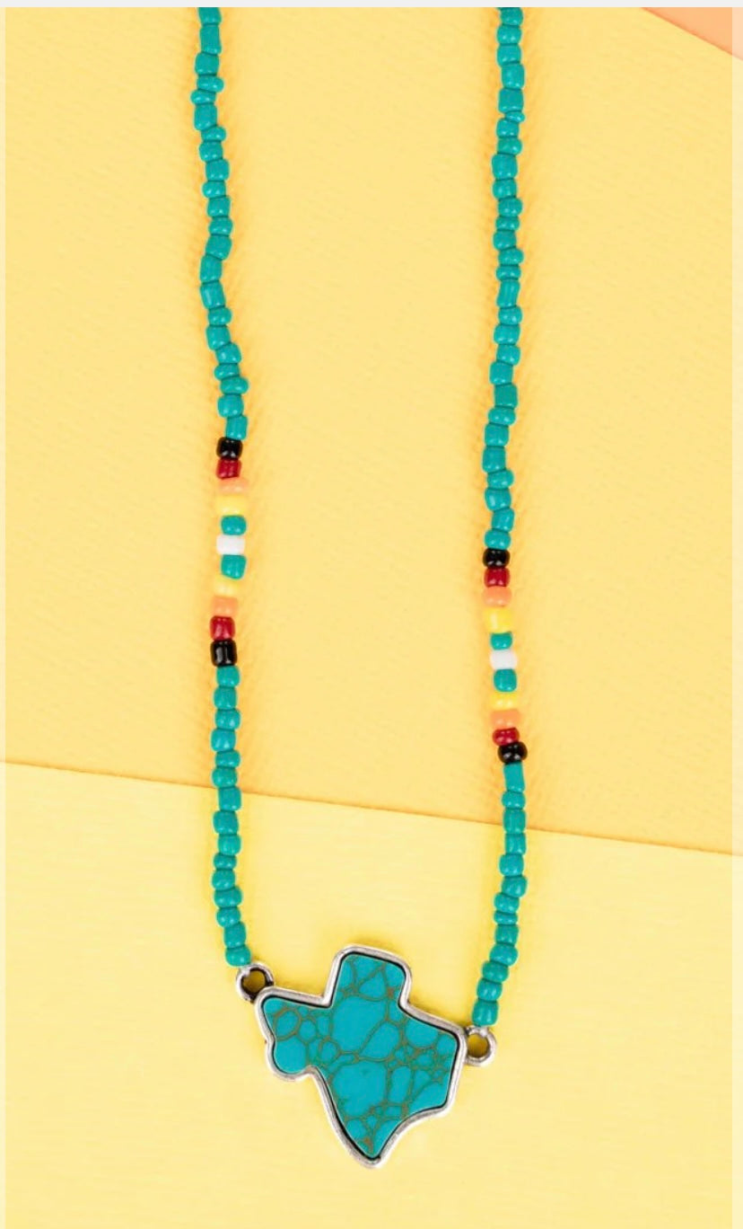 TEXAS TURQUOISE MULTI-COLOR SEED BEAD CHOKER