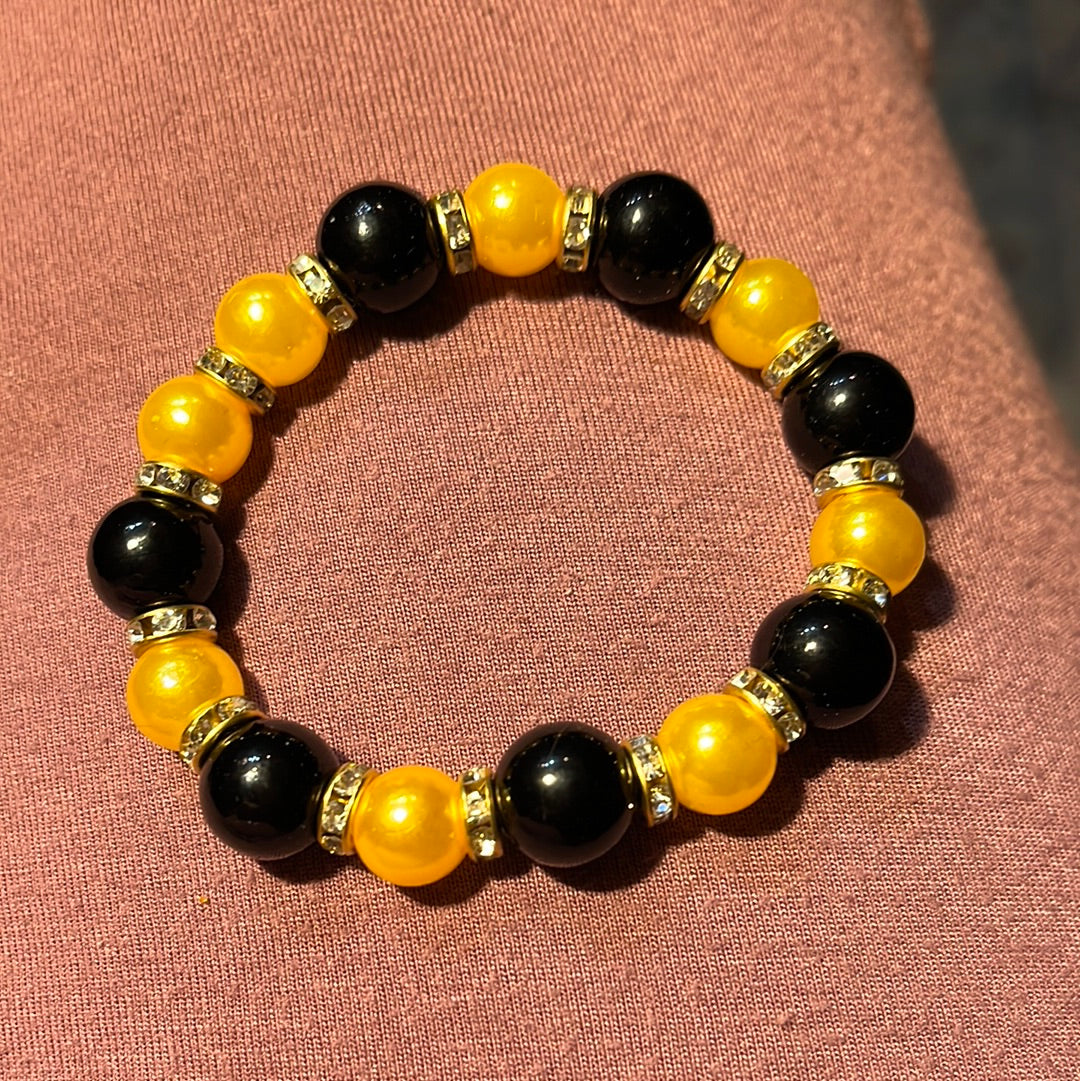 Black and Gold Stretch Bracelet