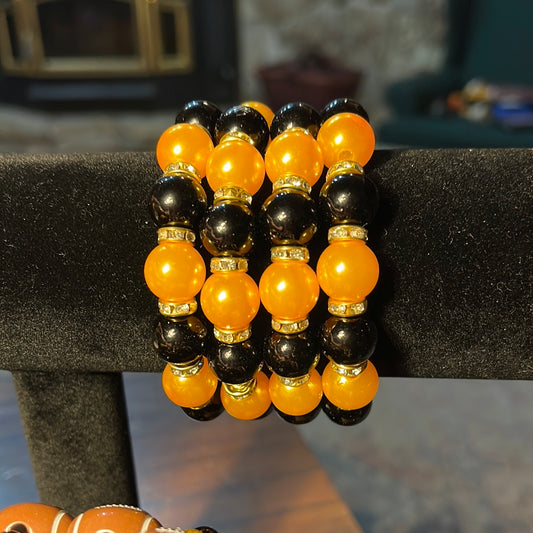 Black and Gold Stretch Bracelet